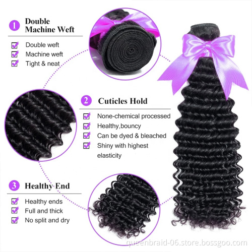 Brazilian Deep Wave Human Hair Bundles 100% Unprocessed Virgin Brazilian Human Hair Weave Extensions